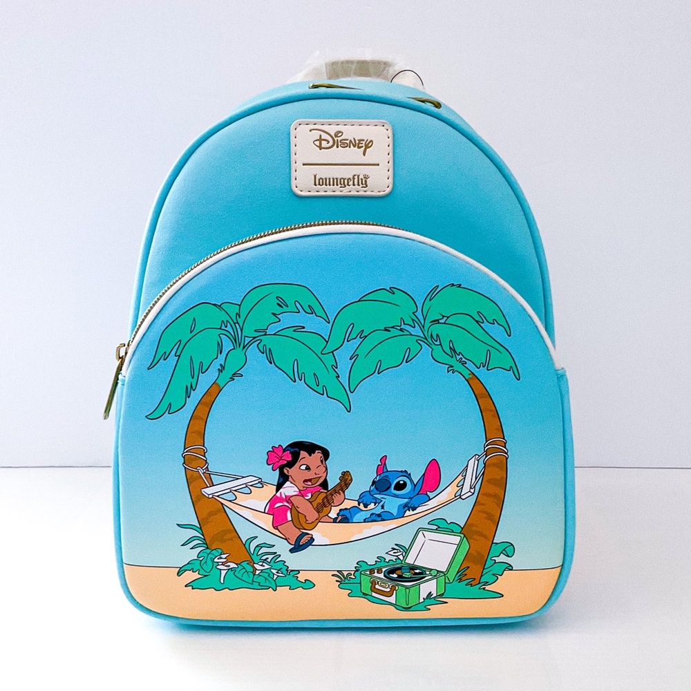 Loungefly Lilo and Stitch Mini Backpack Tropical Palm Trees Hammock Small Bag